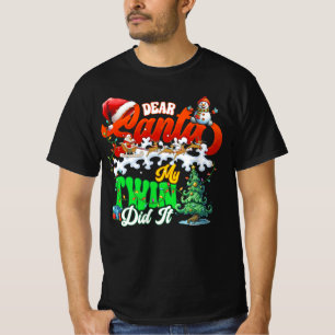 T-shirt Cher Père Noël Mon jumeau L'A Fait Joyeux Joyeux J