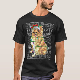 T-shirt Cher Xmas moche style Père Noël Rough Collie Chien