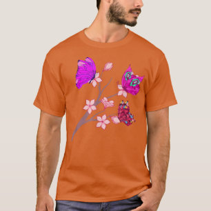 T-shirt Chercher Blossom Nature Insect Animal Japon Sakura