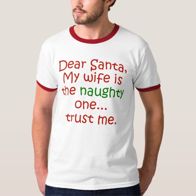 T-shirt Chère épouse vilaine de Père Noël (Devant)