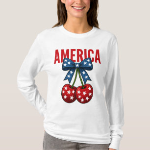 T-shirt Cherry American Flag Stars Coquette