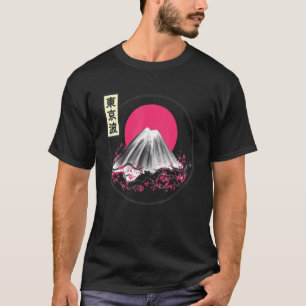 T-shirt Cherry Blossom Japonais Drapeau Drapeau Sakura Arb