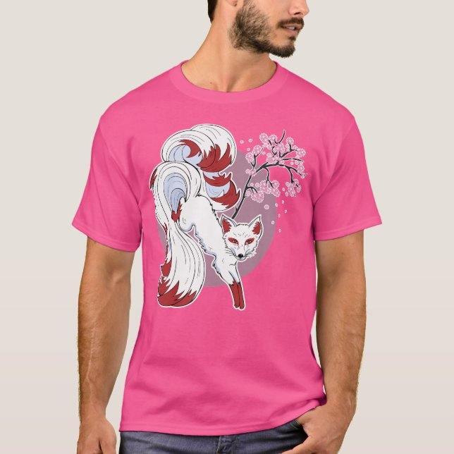 T-shirt Cherry Blossom Japonais Neuf Queue Fox (Devant)