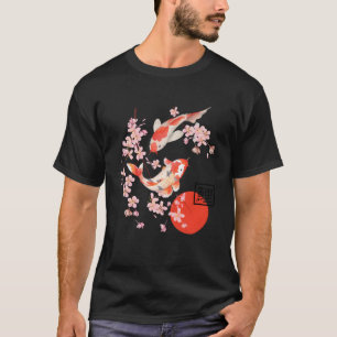 T-shirt Cherry Blossom Koi Carp Fish Japanese Sakura Graph