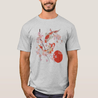 T-shirt Cherry Blossom Koi Carp Fish Japanese Sakura Graph