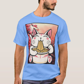 T-shirt Cherry Blossom Ramen Cat Kawaii