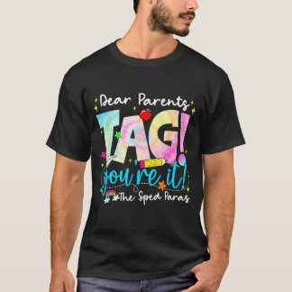 T-shirt Chers parents Tag Amour Sped pour Dernier jour d'é