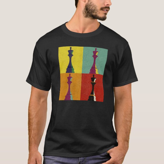 T-shirt Chess Board Game  Piece King Checkmate Pop Style (Devant)