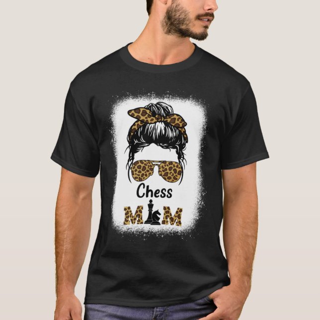 T-shirt Chess Mom Bleached Leopard Print Women Chess (Devant)