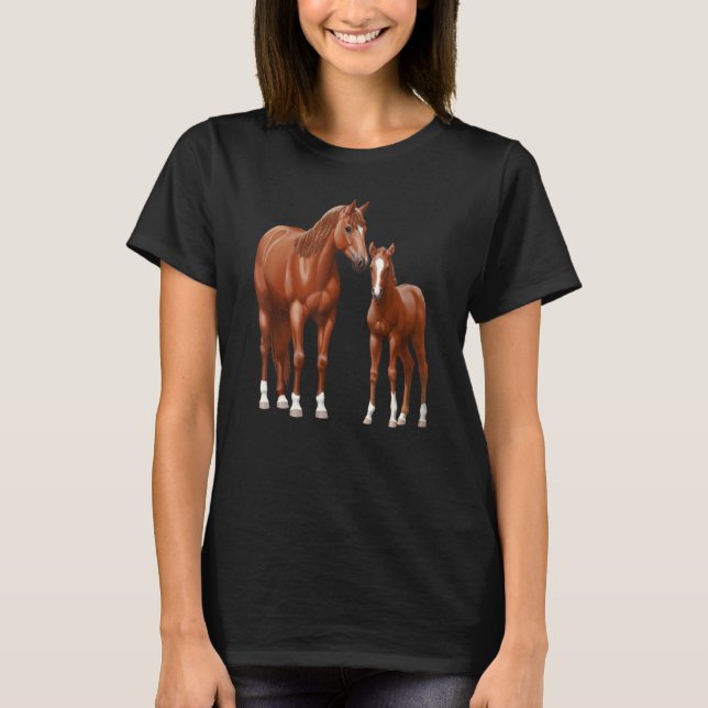 T-shirt Chestnut Sorrel Quarter Cheval Mare & Cute Foie (Devant)