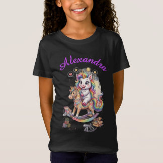 T-Shirt Cheval à Bascule Licorne Aquarelle Vibrante Person