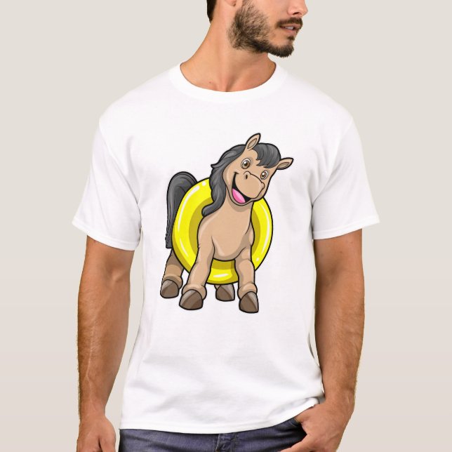 T-shirt Cheval à la plage avec anneau de natation (Devant)