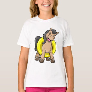 T-shirt Cheval à la plage avec anneau de natation