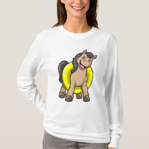 T-shirt Cheval à la plage avec anneau de natation