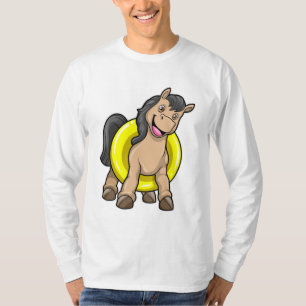 T-shirt Cheval à la plage avec anneau de natation