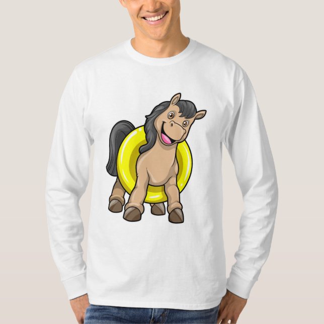 T-shirt Cheval à la plage avec anneau de natation (Devant)