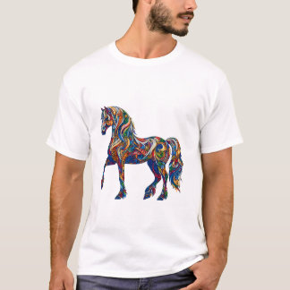 T-shirt Cheval à motifs colorés imprimé élégant Long Sleev