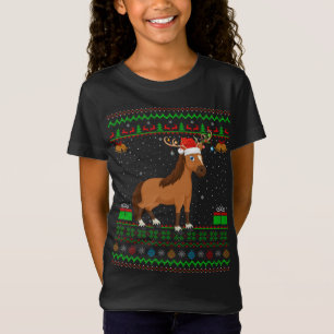 T-Shirt Cheval Amant Santa Chapeau Correspondant Cheval la