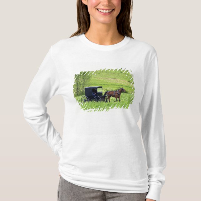 T-shirt Cheval Amish et buggy près de Berlin, Ohio. (Devant)