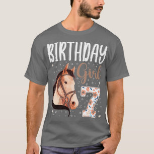 T-shirt cheval Amoureux des animaux 7e anniversaire fille