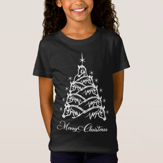 T-Shirt Cheval Arbre de Noël cavalier Equestrio Cowboy lai (Devant)
