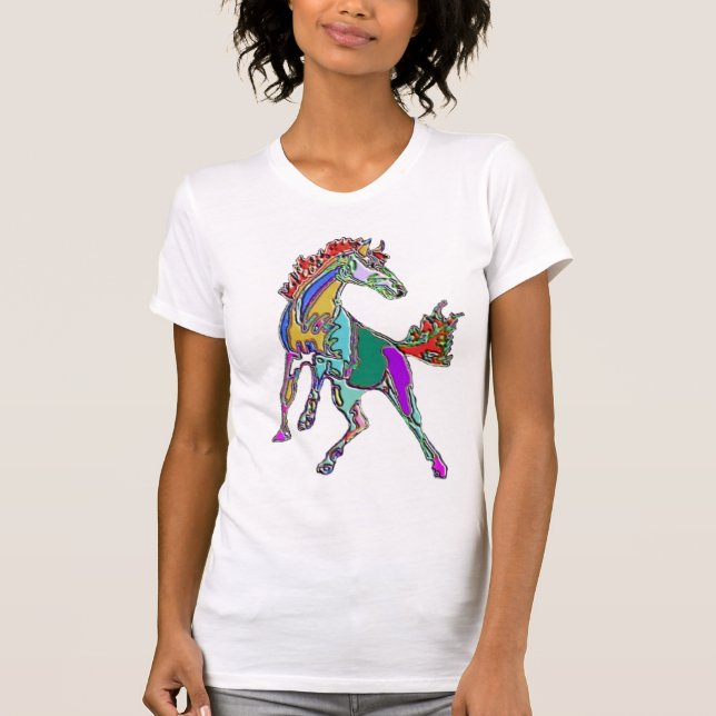 T-SHIRT CHEVAL AU NÉON (Devant)