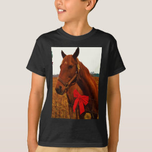 T-shirt Cheval avec Bow rouge