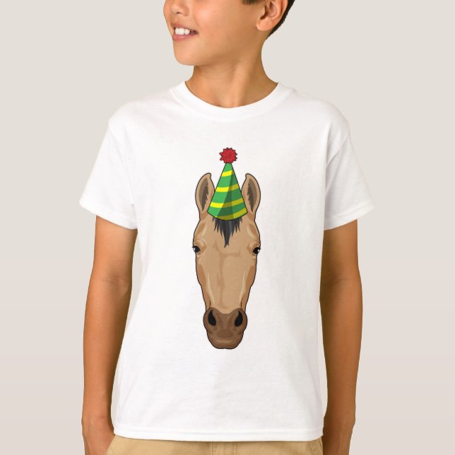 T-shirt Cheval avec casquette de fête (Devant)