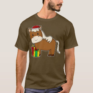T-shirt Cheval avec chapeau de Père Noël Cadeaux