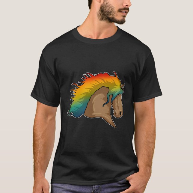 T-shirt Cheval avec cheveux arc-en-ciel (Devant)