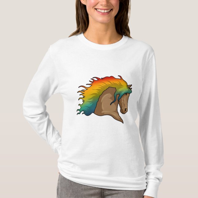 T-shirt Cheval avec cheveux arc-en-ciel (Devant)