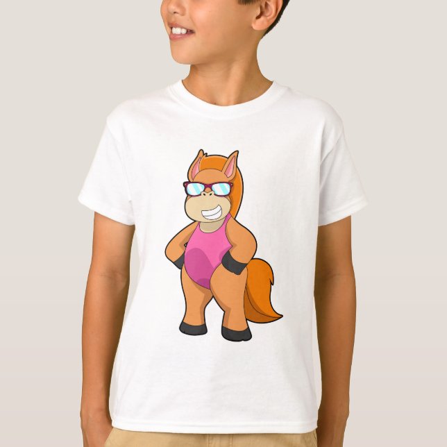 T-shirt Cheval avec lunettes de soleil (Devant)