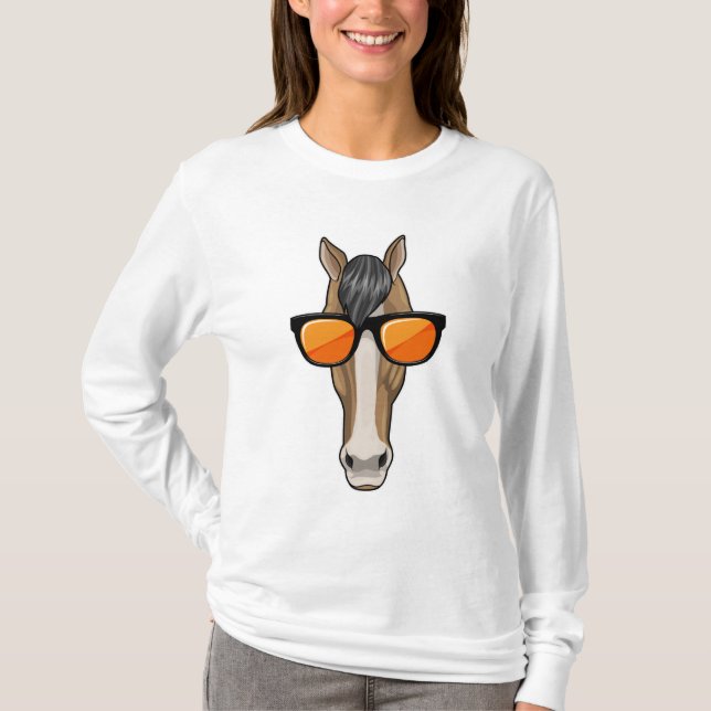 T-shirt Cheval avec lunettes de soleil (Devant)
