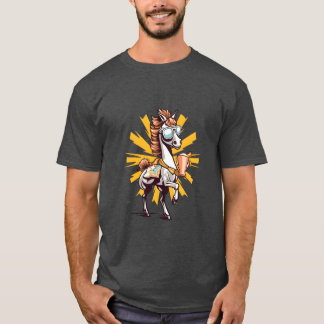 T-shirt Cheval avec lunettes de soleil Porter un funn éque