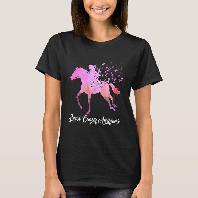 T-shirt Cheval avec sensibilisation au cancer du sein (Devant)
