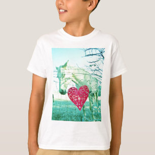 T-shirt Cheval Blanc Coeur Rouge Saint Valentin