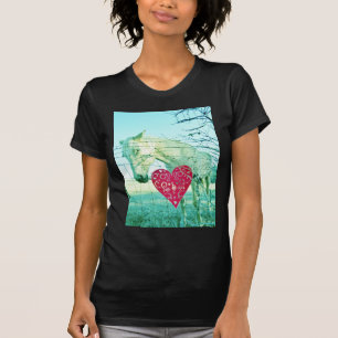 T-shirt Cheval Blanc Coeur Rouge Saint Valentin