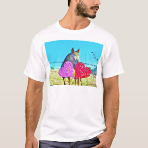 T-shirt Cheval blanc et Brown Valentine Coeurs