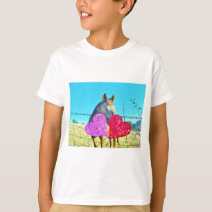 T-shirt Cheval blanc et Brown Valentine Coeurs