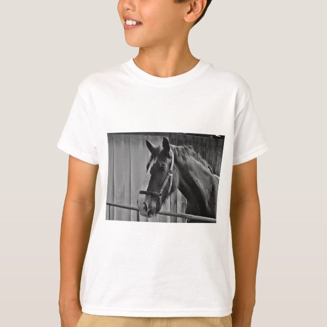 T-shirt Cheval blanc noir - Art de la photographie animale (Devant)
