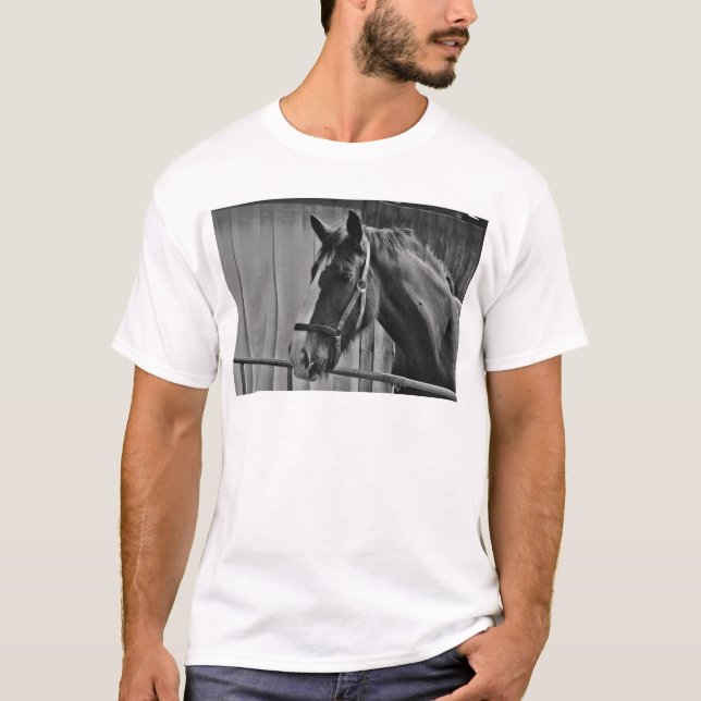 T-shirt Cheval blanc noir - Art de la photographie animale (Devant)