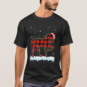 T-shirt Cheval Chapeau de Santa Noël Animaux Mignons Xmas