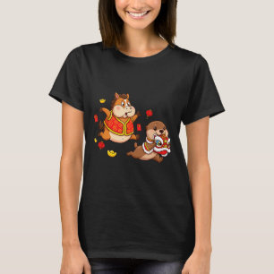 T-shirt Cheval Chinois Loutre Drôle Enfants Hommes Femmes