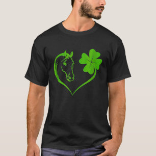 T-shirt Cheval Cœur & Feuille Irlandais St Patrick Day Che