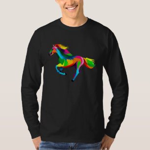 T-shirt Cheval Coloré Courant Dans Un Style Gallop Pop