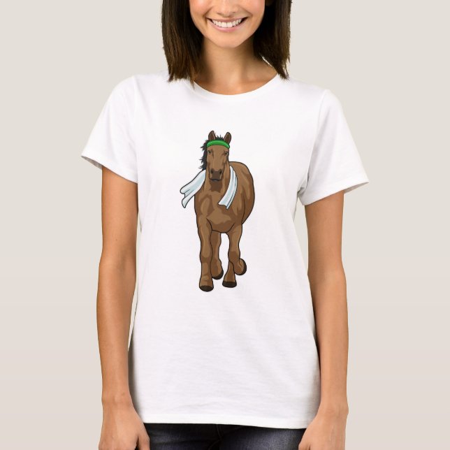 T-shirt Cheval comme coureur avec serviette (Devant)