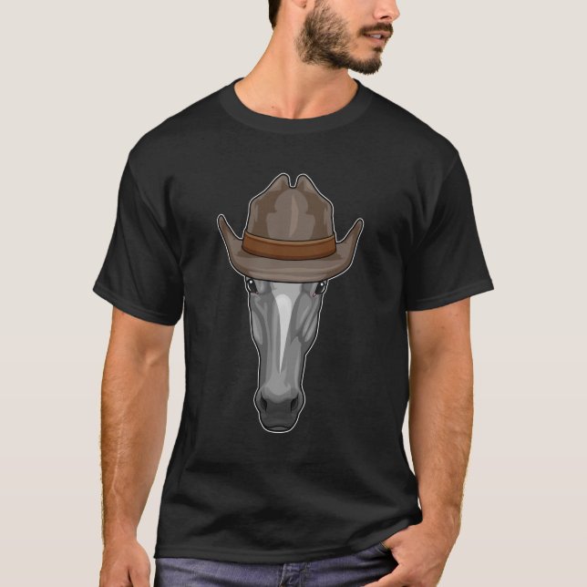 T-shirt Cheval comme Cowboy avec Casquette (Devant)