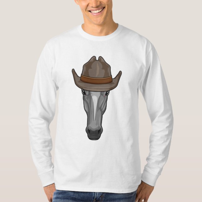 T-shirt Cheval comme Cowboy avec Casquette (Devant)