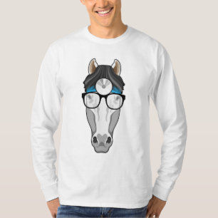 T-shirt Cheval comme docteur avec lunettes