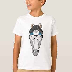 T-shirt Cheval comme docteur avec lunettes